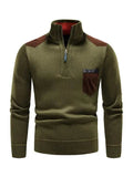 R&B | Patchwork Reißverschluss Männer Rollkragenpullover