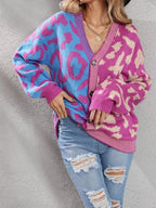 R&B | Style Leopardenmuster Übergroßer StrickStrickjacke Pullover