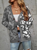 R&B | Style Leopardenmuster Übergroßer StrickStrickjacke Pullover