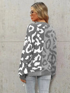 R&B | Style Leopardenmuster Übergroßer StrickStrickjacke Pullover