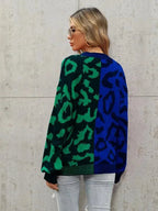 R&B | Style Leopardenmuster Übergroßer StrickStrickjacke Pullover