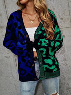 R&B | Style Leopardenmuster Übergroßer StrickStrickjacke Pullover