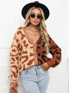 R&B | Style Leopardenmuster Übergroßer StrickStrickjacke Pullover