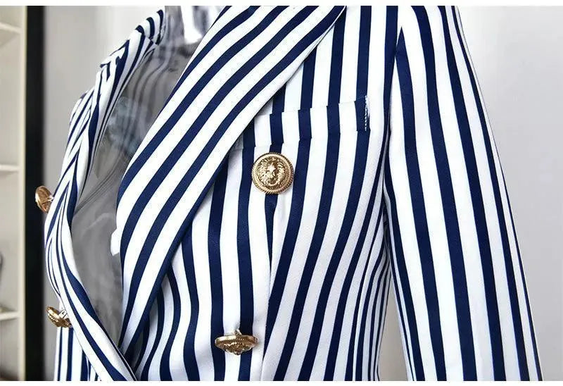 R&B | Gestreifter Blazer Damen - Lässig - Gestreift-Pinstripe