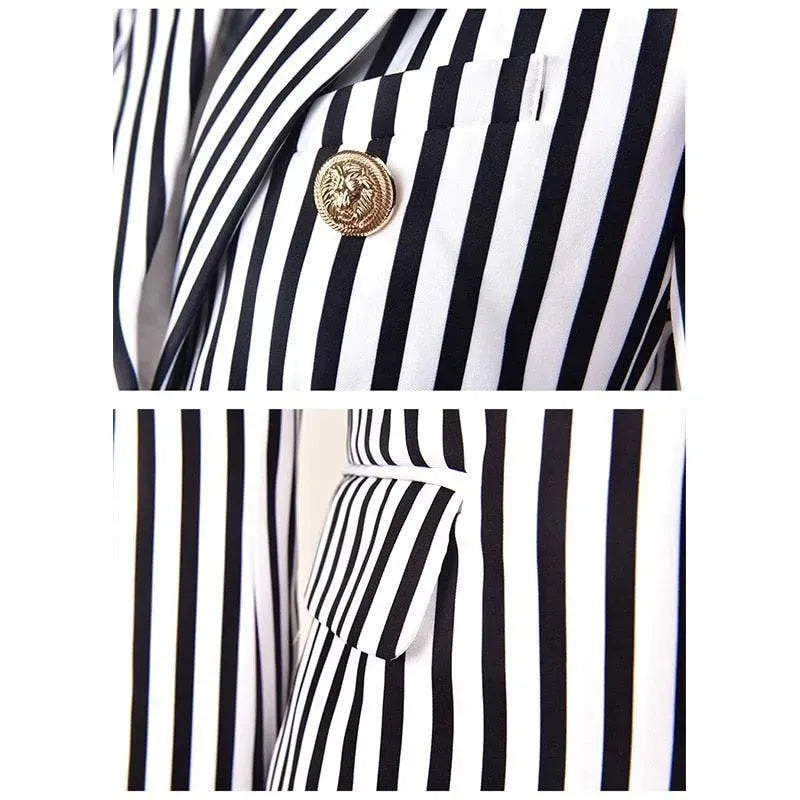 R&B | Gestreifter Blazer Damen - Lässig - Gestreift-Pinstripe