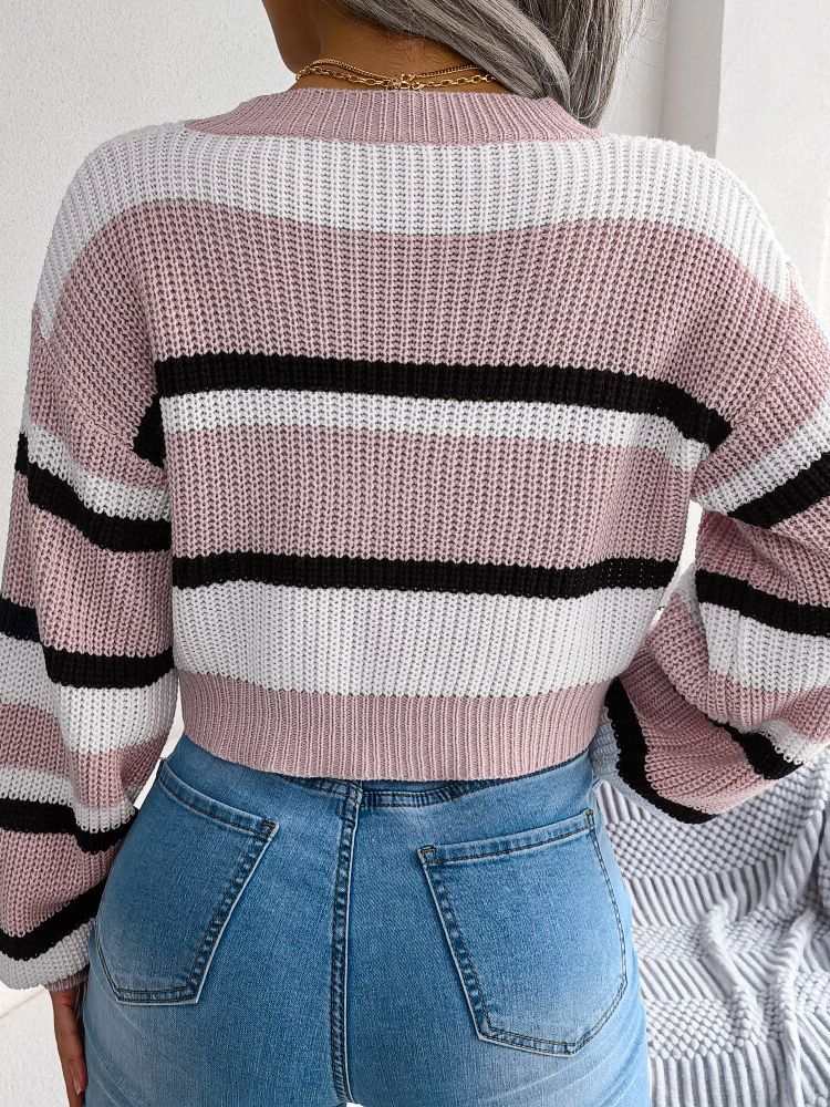 R&B | Gestreifter Crop Pullover