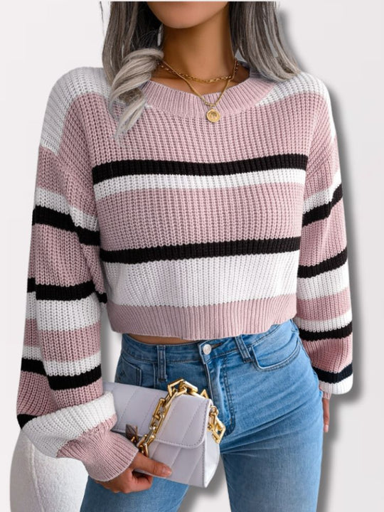 R&B | Gestreifter Crop Pullover
