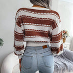 R&B | Gekürzter Strickpullover Strukturiertes Muster Lässige Passform
