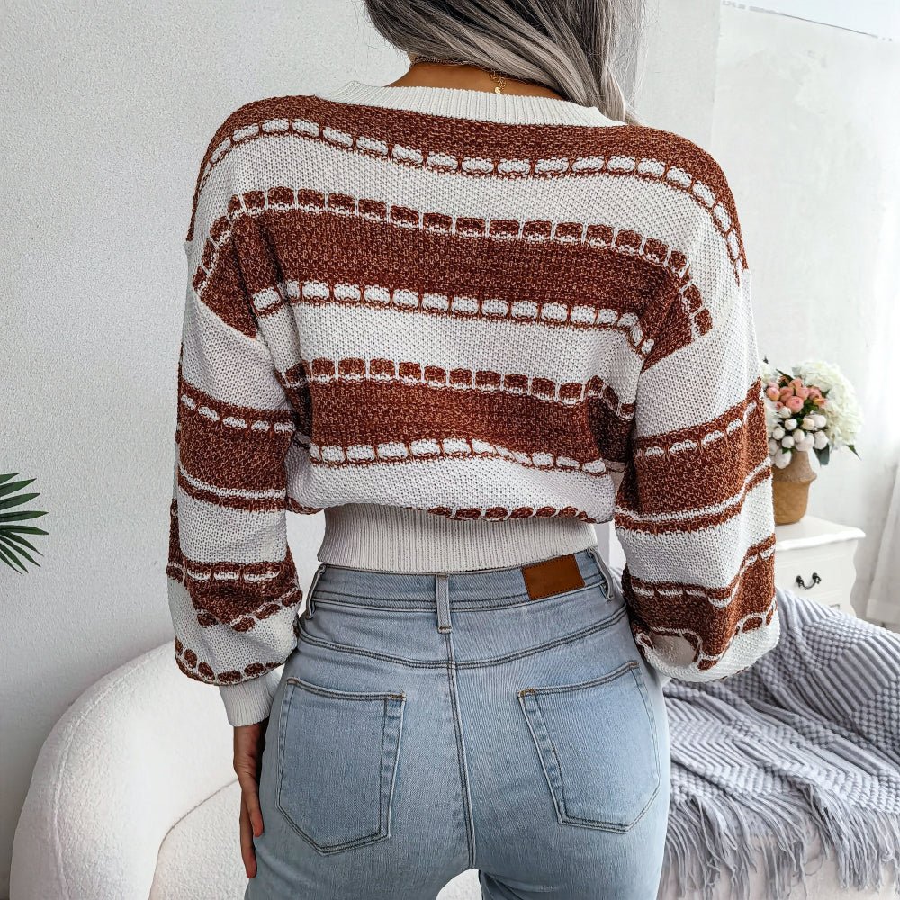 R&B | Gekürzter Strickpullover Strukturiertes Muster Lässige Passform