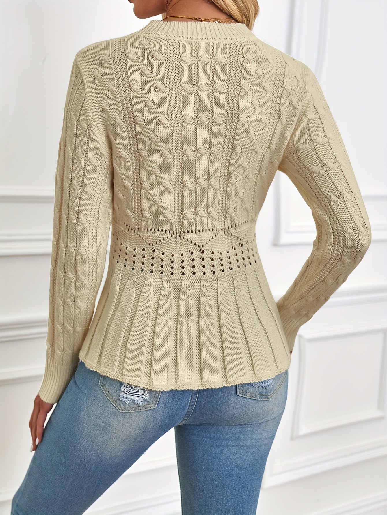 R&B | Robuster Kabelstrickpullover mit Rundhalsausschnitt