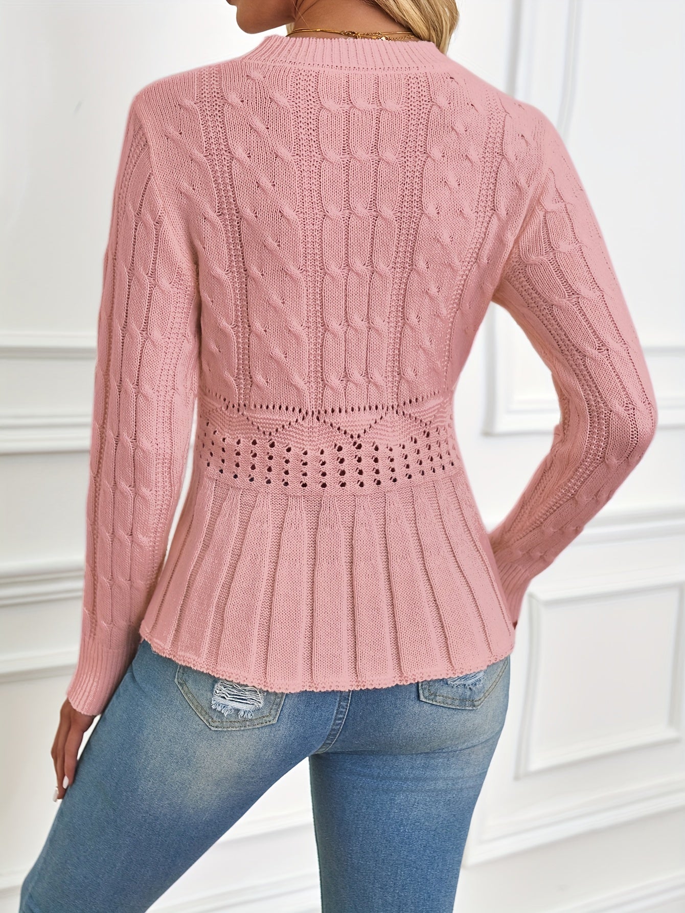 R&B | Robuster Kabelstrickpullover mit Rundhalsausschnitt