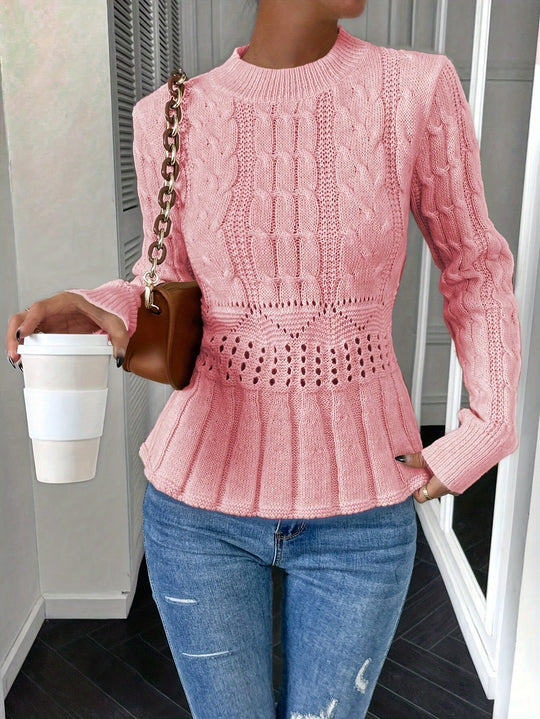 R&B | Robuster Kabelstrickpullover mit Rundhalsausschnitt
