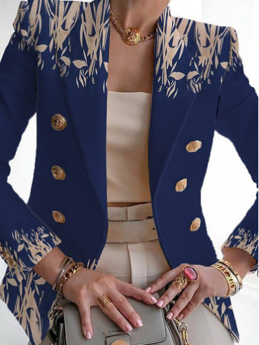 R&B | Stilvolle Blumenmuster Kragenlose Jacke