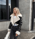R&B | Stylische Lederjacke mit Kunstfellkragen für Kalte Tage