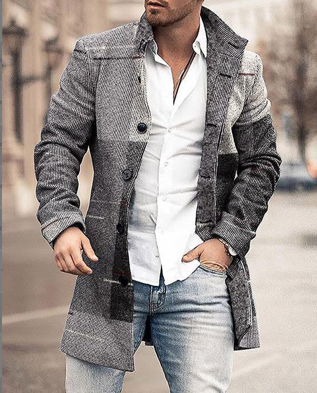 R&B | Stylischer mittellanger karierten Mantel für Männer