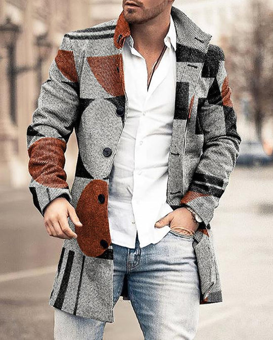 R&B | Stylischer mittellanger karierten Mantel für Männer