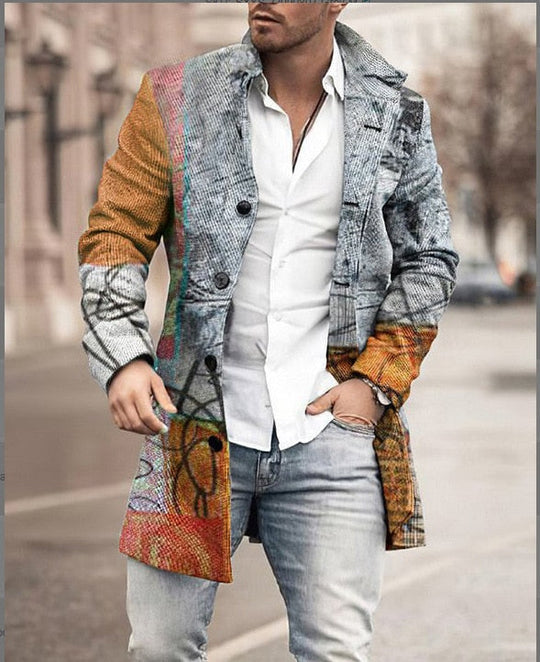 R&B | Stylischer mittellanger karierten Mantel für Männer