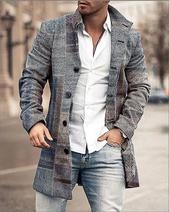 R&B | Stylischer mittellanger karierten Mantel für Männer