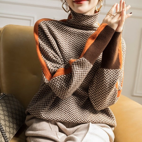 R&B | Stylischer Gestreifter Damenpullover