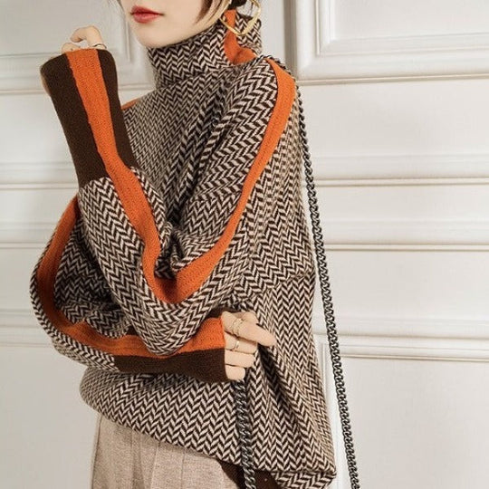 R&B | Stylischer Gestreifter Damenpullover