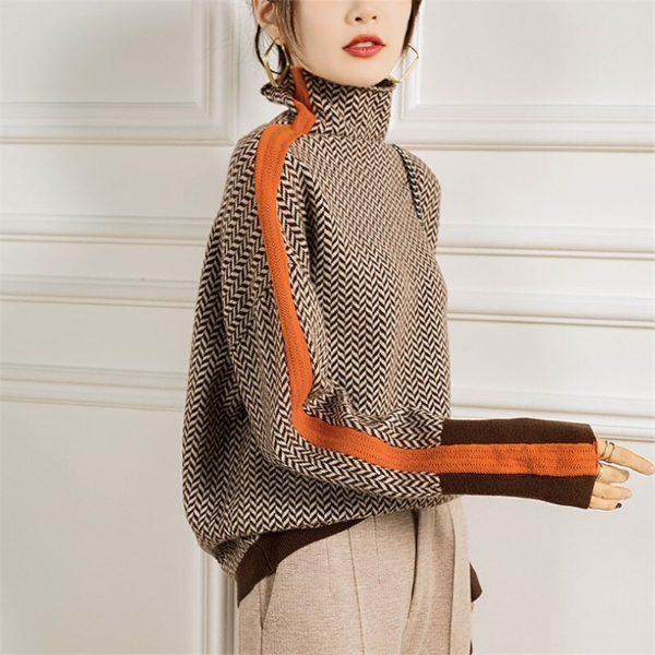 R&B | Stylischer Gestreifter Damenpullover