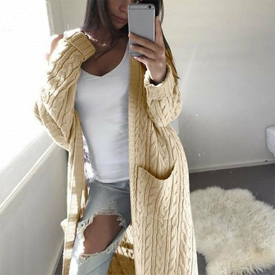 R&B | Lange Casual Strickjacke Acryl Warm