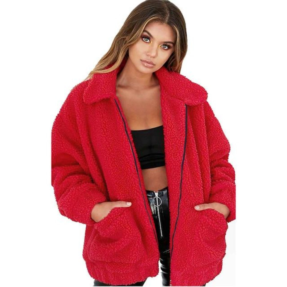 R&B | Teddy Mantel - Oversized Fit - Weiches Fleece - Reißverschluss - Lässiger Look