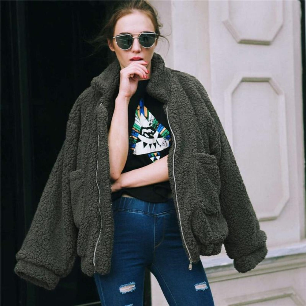 R&B | Teddy Mantel - Oversized Fit - Weiches Fleece - Reißverschluss - Lässiger Look