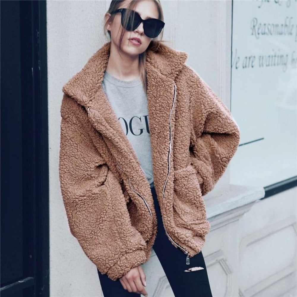 R&B | Teddy Mantel - Oversized Fit - Weiches Fleece - Reißverschluss - Lässiger Look