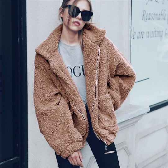 R&B | Teddy Mantel - Oversized Fit - Weiches Fleece - Reißverschluss - Lässiger Look