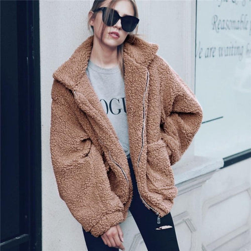 R&B | Teddy Mantel - Oversized Fit - Weiches Fleece - Reißverschluss - Lässiger Look