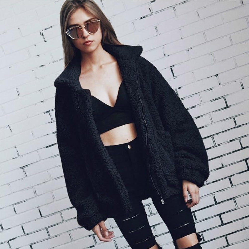 R&B | Teddy Mantel - Oversized Fit - Weiches Fleece - Reißverschluss - Lässiger Look