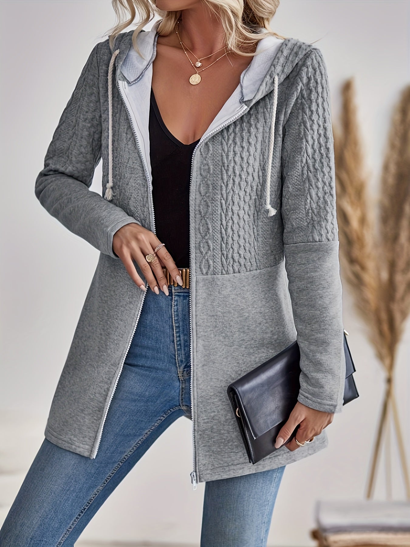 R&B | Texturierte Zip-Up Hoodie Jacke