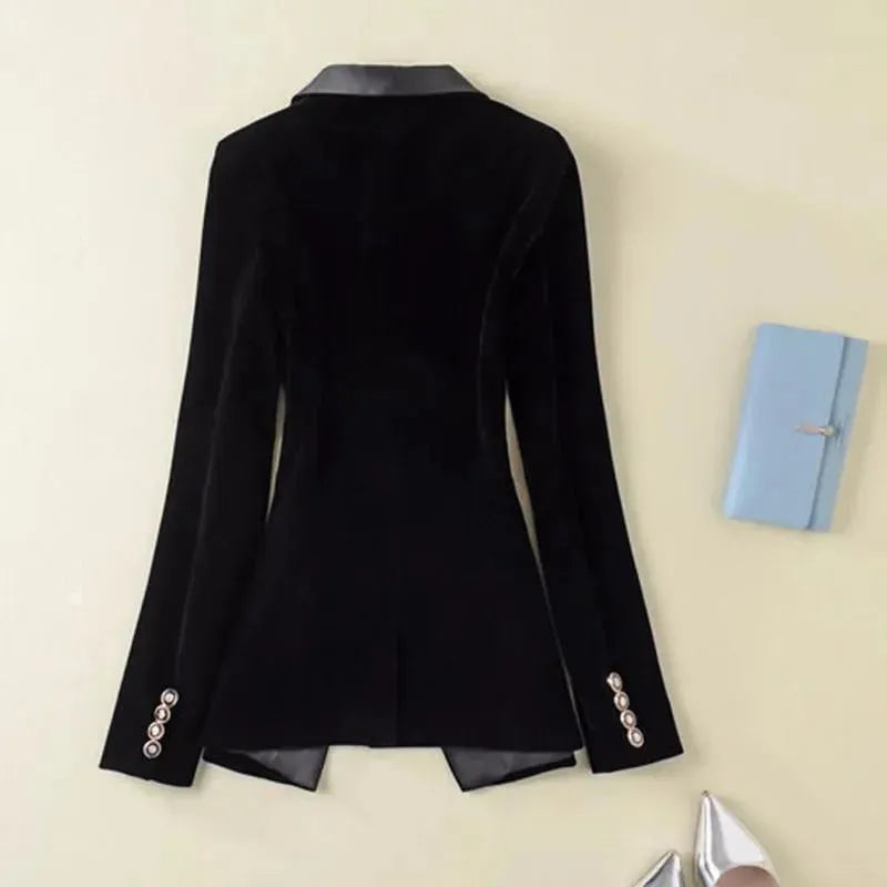 R&B | Der Prowess Samt V-Ausschnitt Blazer Damen - Lässig - Uni-Einfarbig