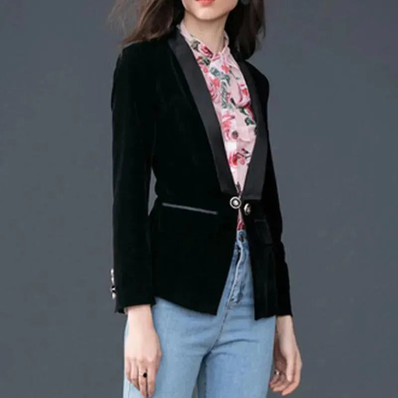 R&B | Der Prowess Samt V-Ausschnitt Blazer Damen - Lässig - Uni-Einfarbig