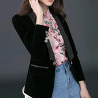 R&B | Der Prowess Samt V-Ausschnitt Blazer Damen - Lässig - Uni-Einfarbig