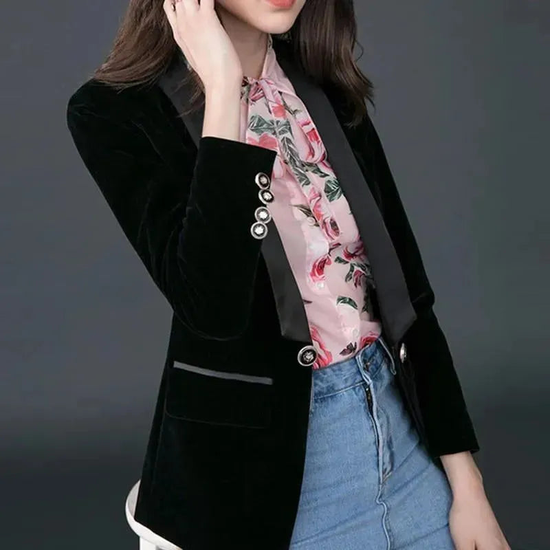 R&B | Der Prowess Samt V-Ausschnitt Blazer Damen - Lässig - Uni-Einfarbig