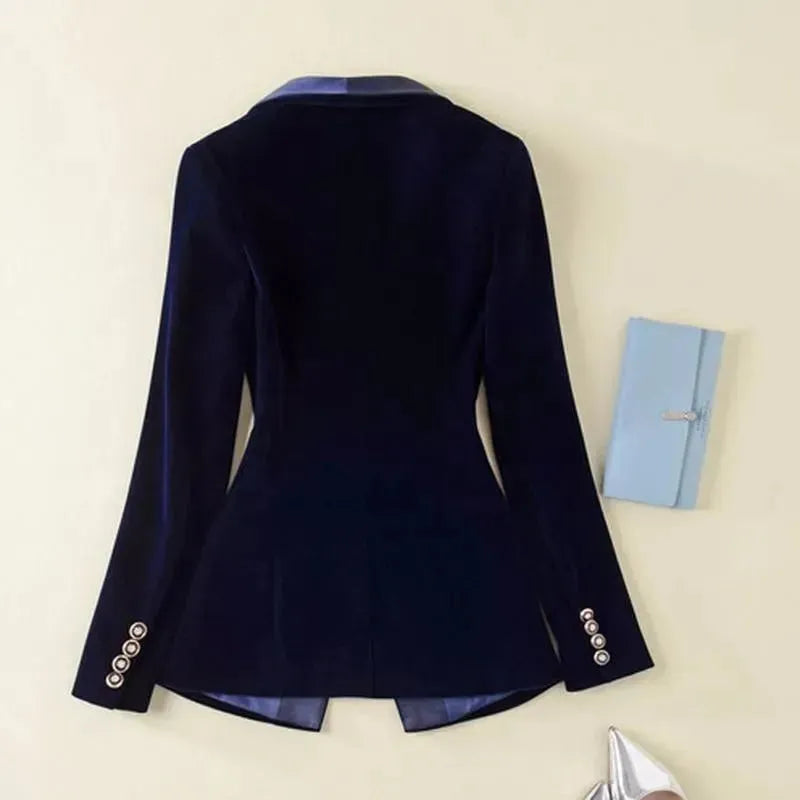 R&B | Der Prowess Samt V-Ausschnitt Blazer Damen - Lässig - Uni-Einfarbig