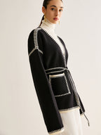 R&B | GR&Bundene Strickjacke mit Gürtel für Frauen