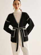 R&B | GR&Bundene Strickjacke mit Gürtel für Frauen
