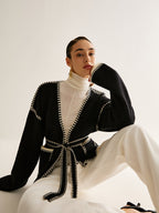 R&B | GR&Bundene Strickjacke mit Gürtel für Frauen
