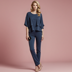 R&B | Damen Zweiteiler Satz Eleganter Jumpsuit mit Cold Shoulder Bluse