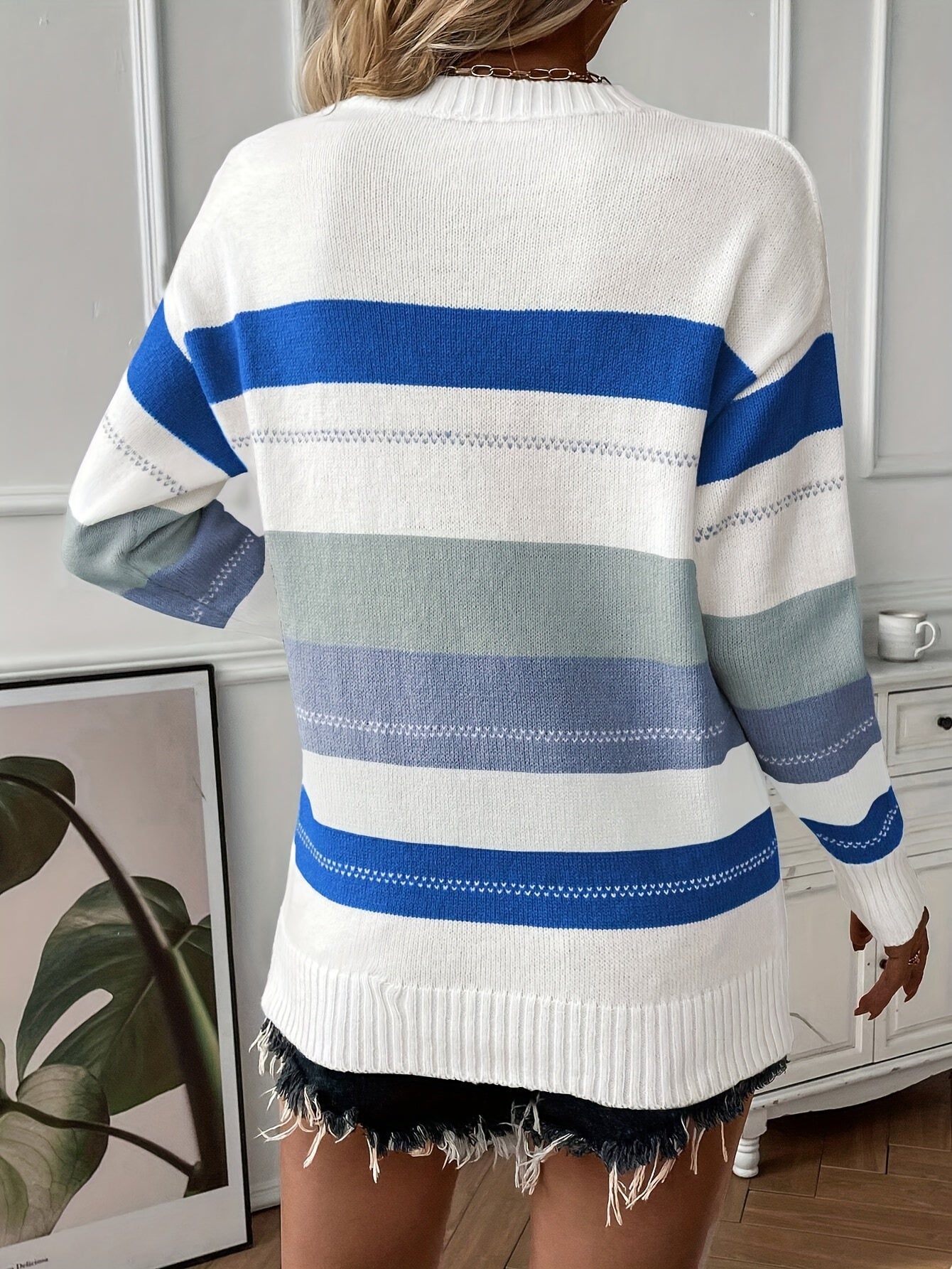 R&B | Trendy Farbblock Rundhals Pullover