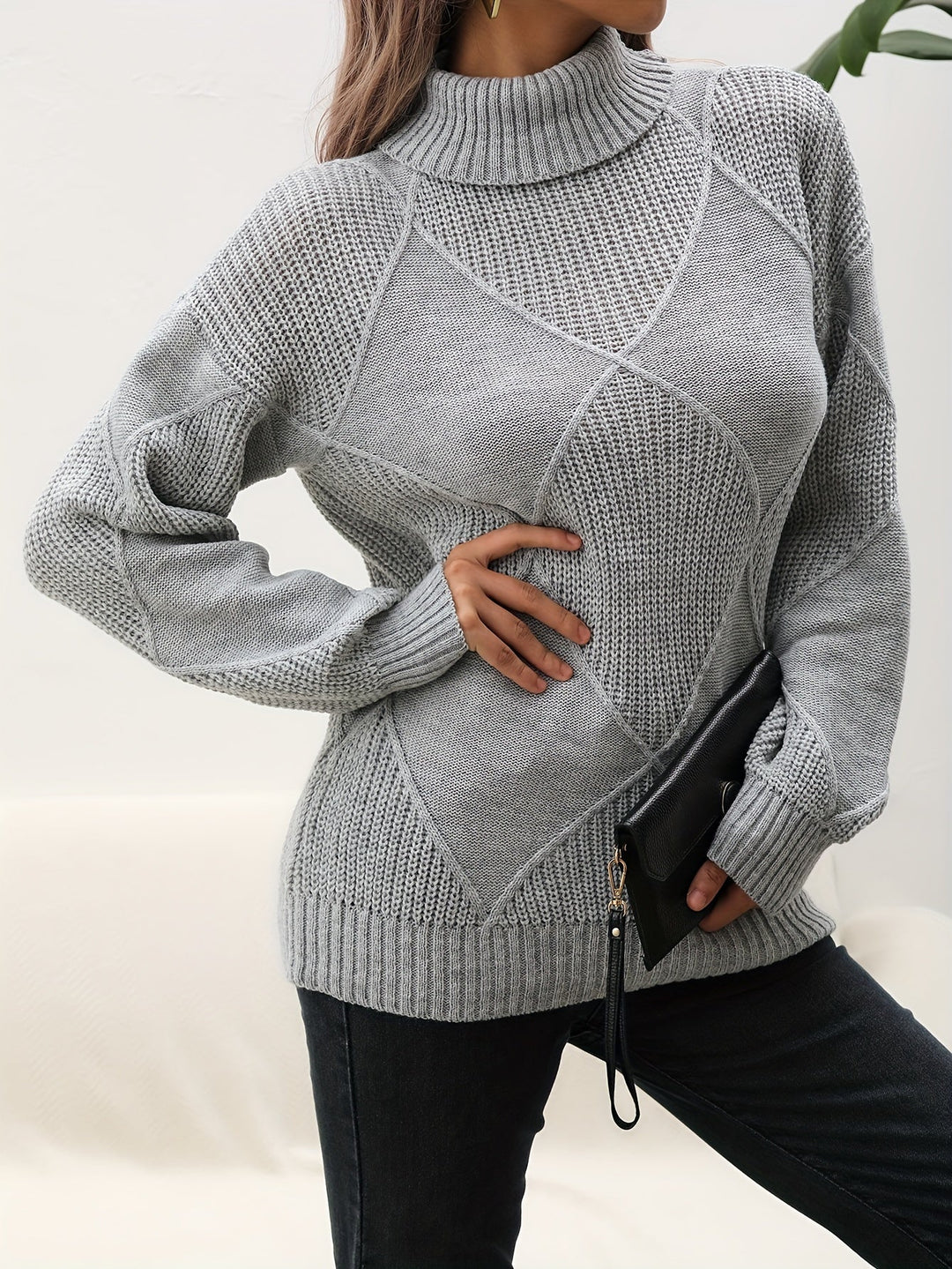 R&B | Trendy Einfarbiger Rollkragenpullover