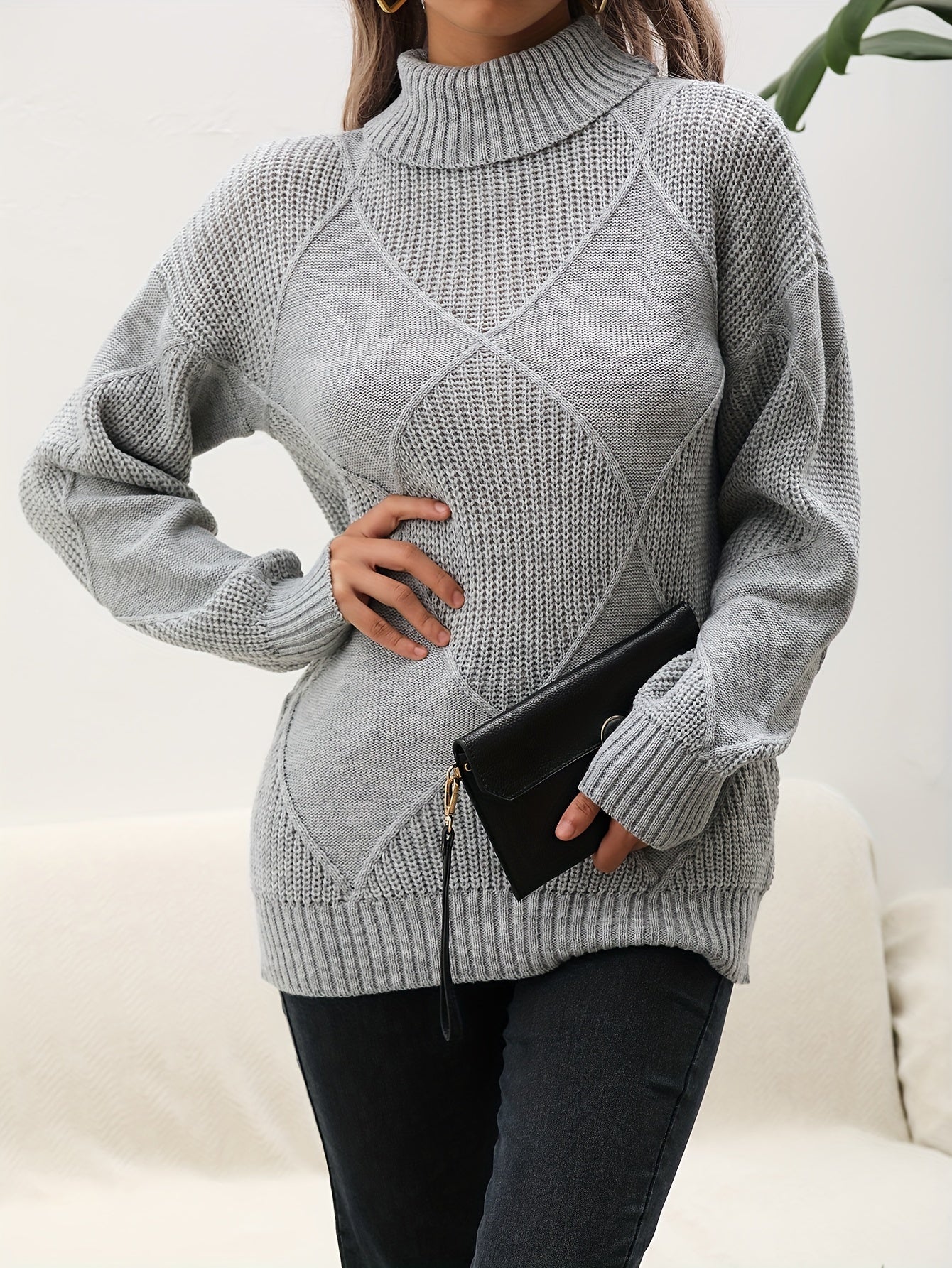 R&B | Trendy Einfarbiger Rollkragenpullover
