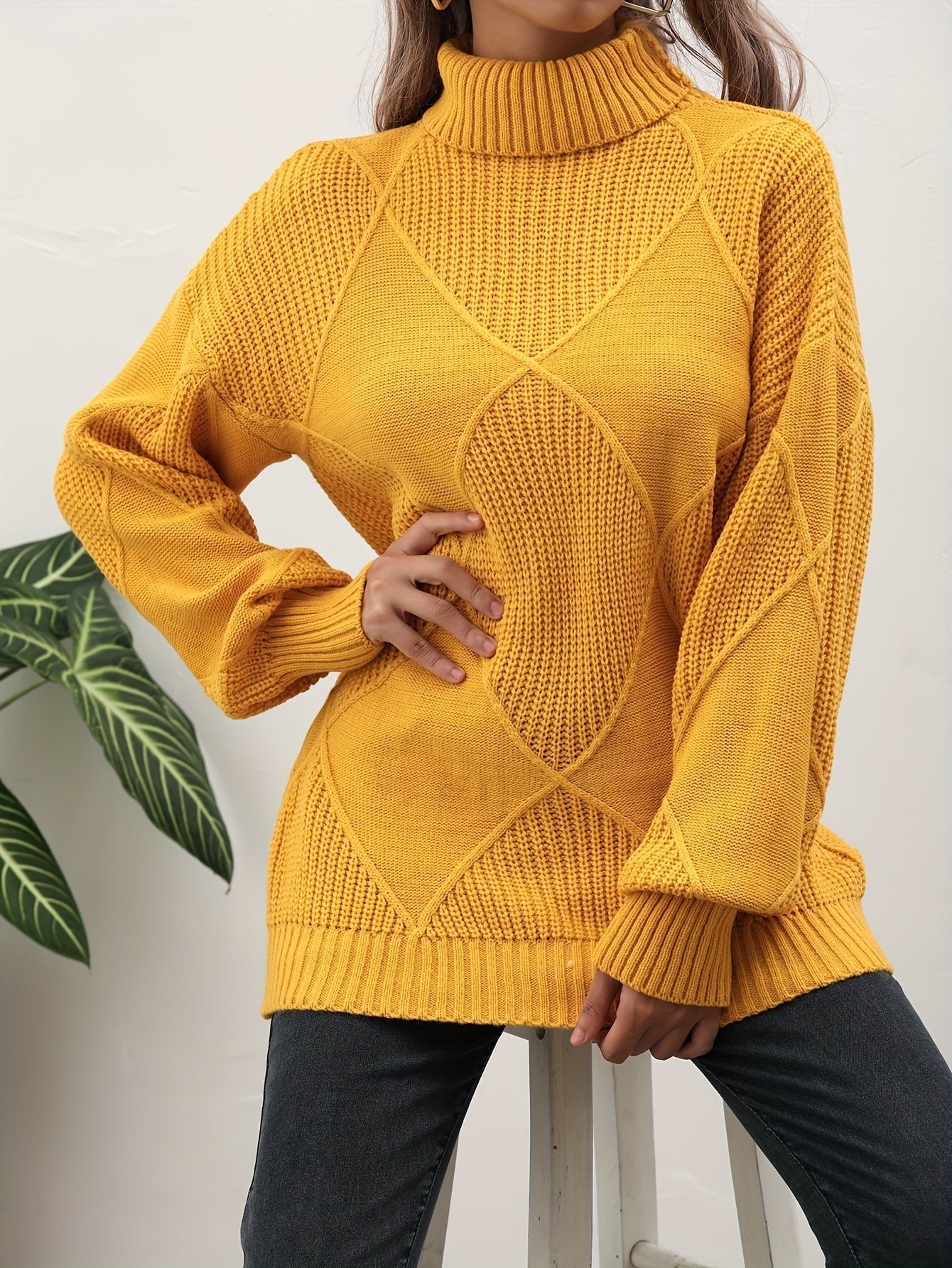 R&B | Trendy Einfarbiger Rollkragenpullover