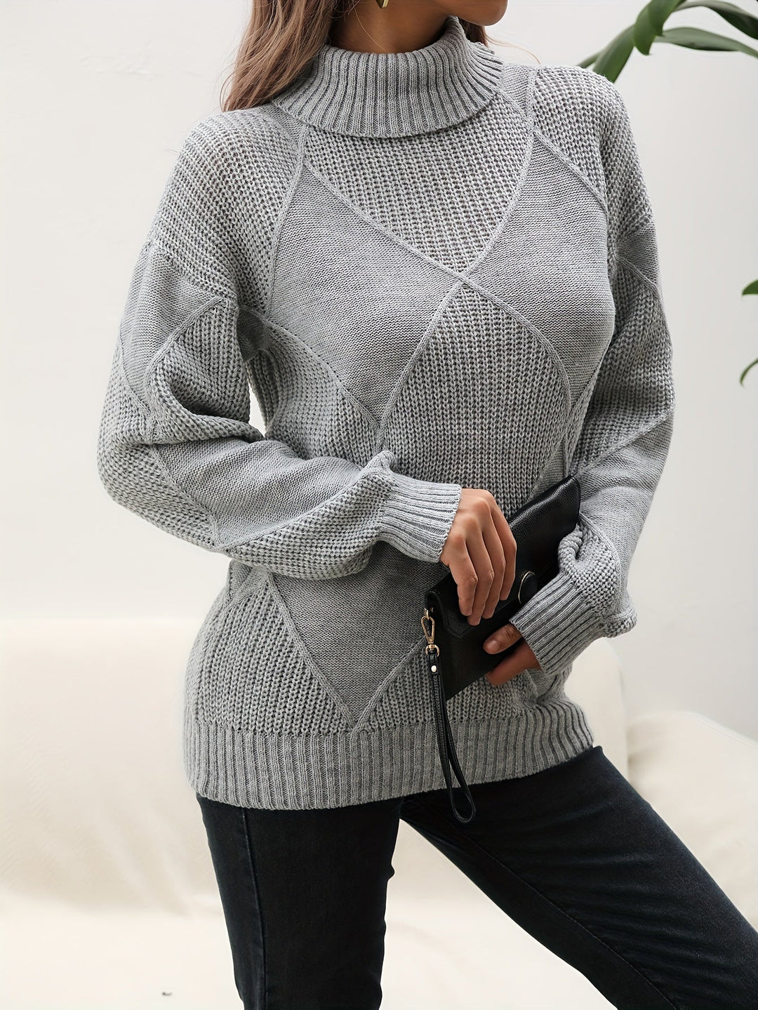R&B | Trendy Einfarbiger Rollkragenpullover