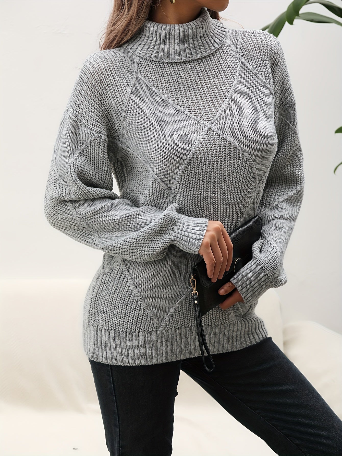 R&B | Trendy Einfarbiger Rollkragenpullover
