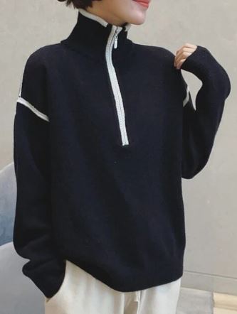 R&B | Stehkragenpullover mit Reißverschluss