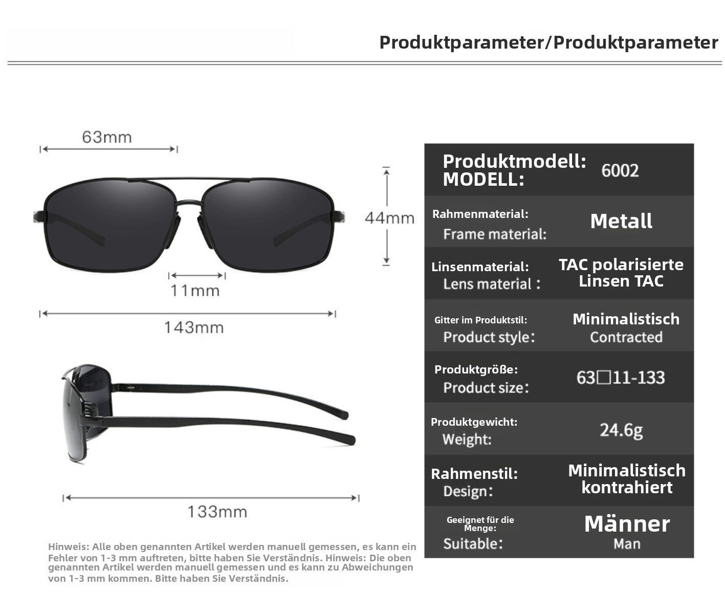 R&B | Vintage Square Aluminium Magnesium Polarisierte Sonnenbrille